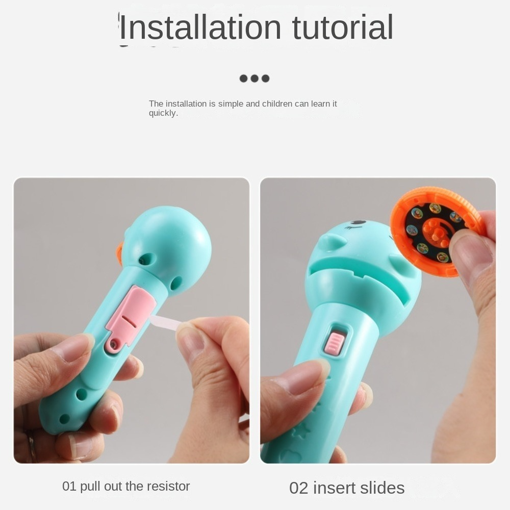 Kids Cartoon Projection Flashlight Mini Fun Toy